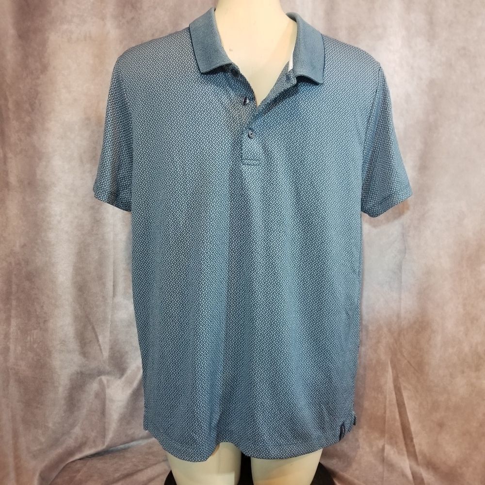 Perry Ellis Blue Patterned Polo Size Medium - Picture 2 of 6